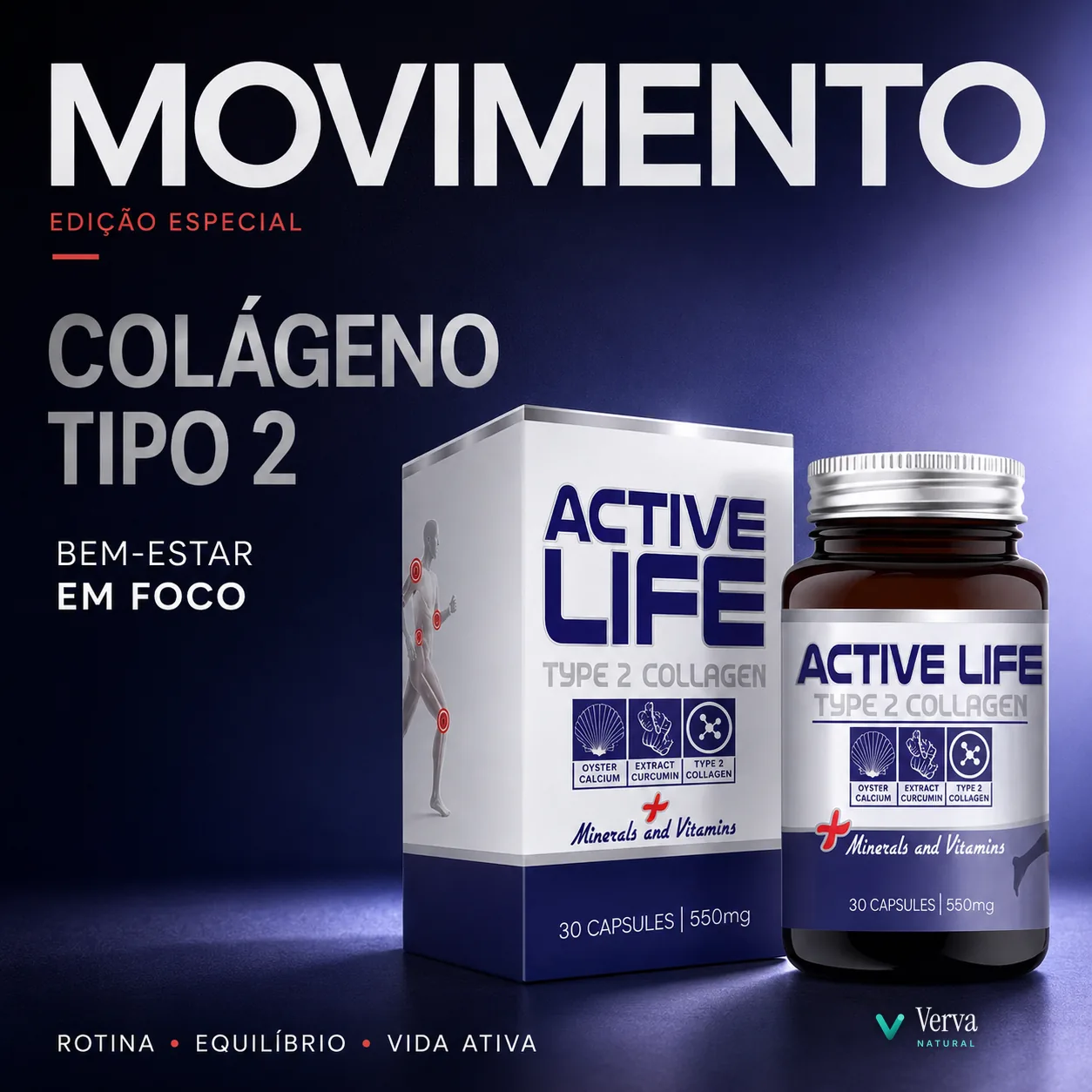 Active Life em capa de revista, colágeno tipo 2 com curcumina