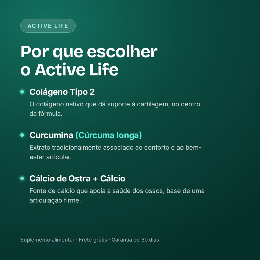 Active Life Colágeno II — quadro de benefícios