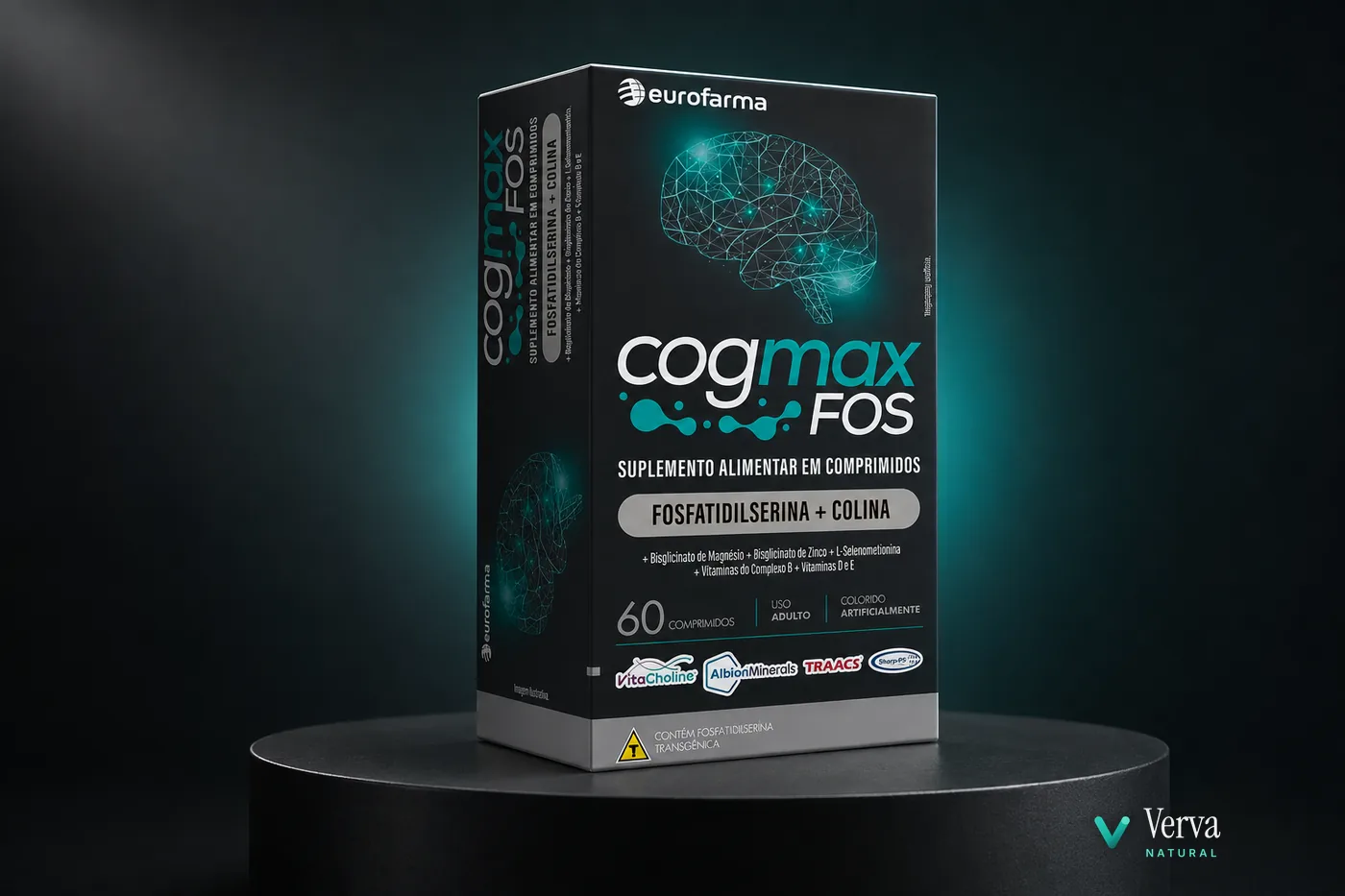 Cogmax FOS em fundo neutro de estúdio