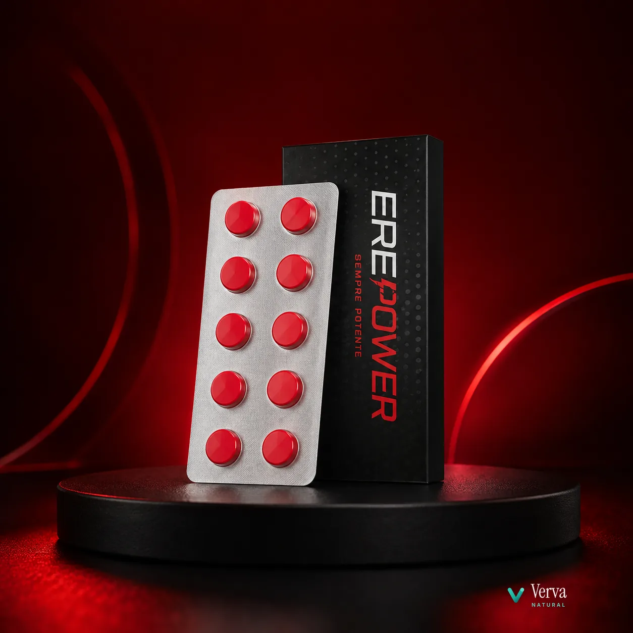 ErePower em fundo neutro de estúdio, suplemento masculino