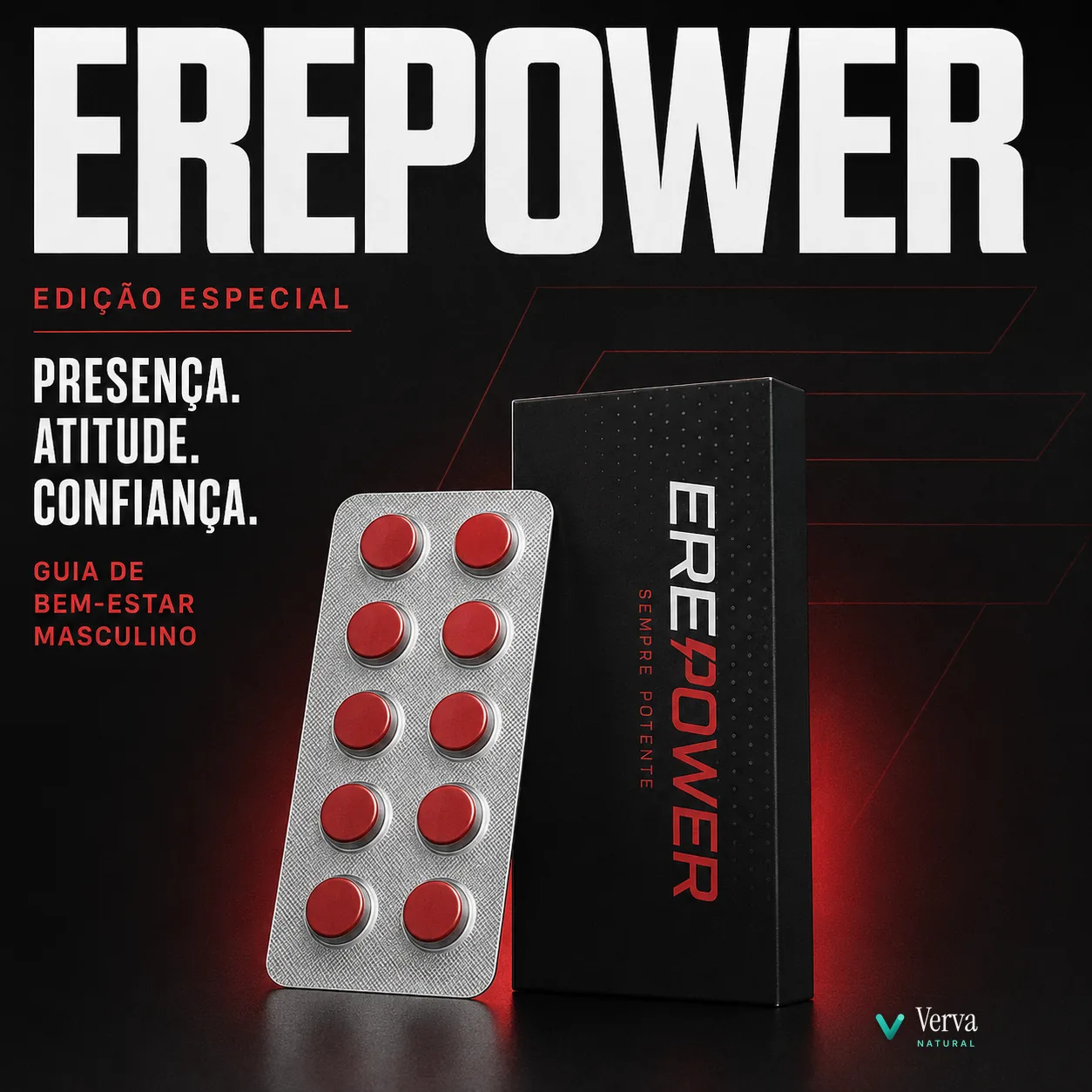 ErePower em capa de revista, disposição e vitalidade masculina