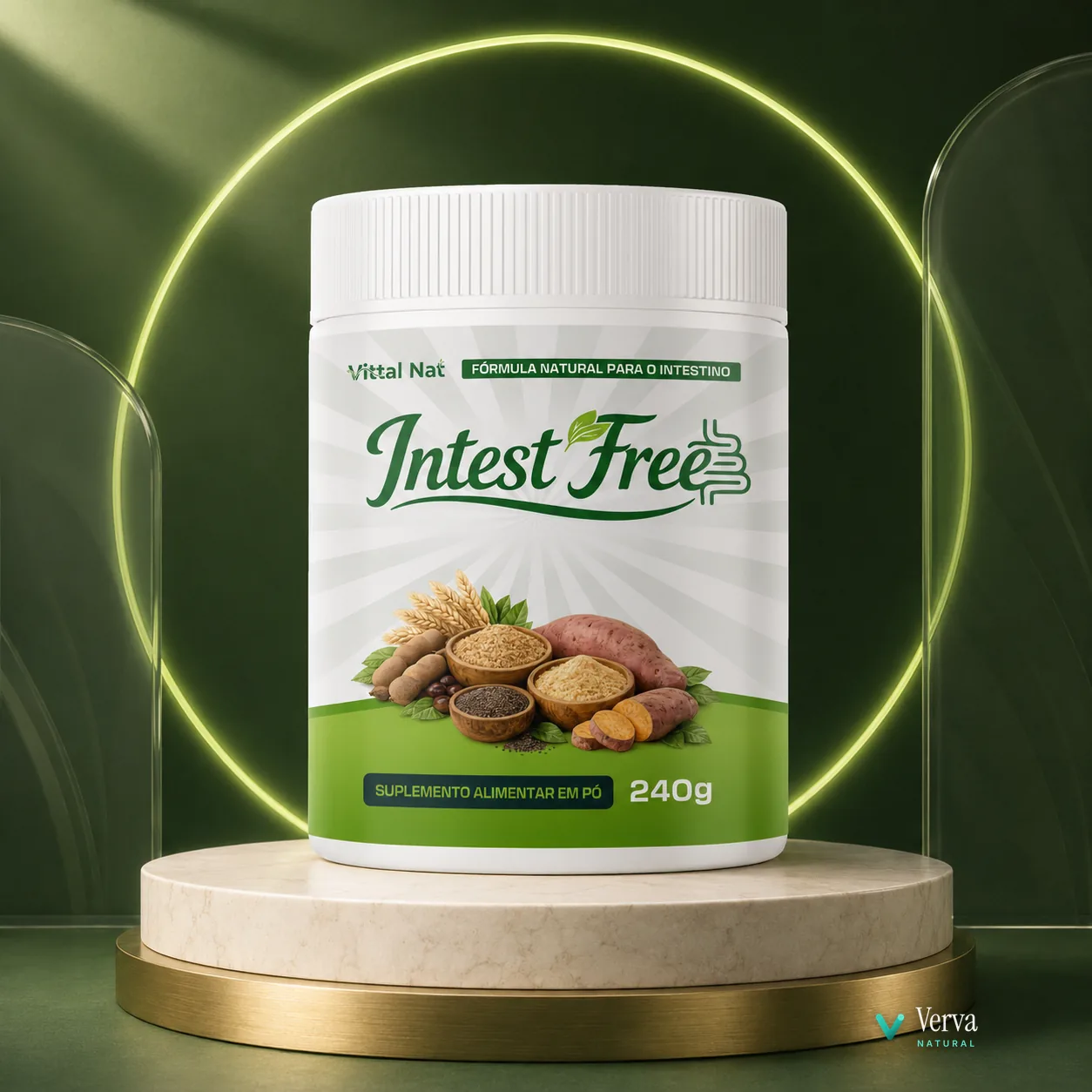 Linha Intest Free em exposição, fibras para o intestino