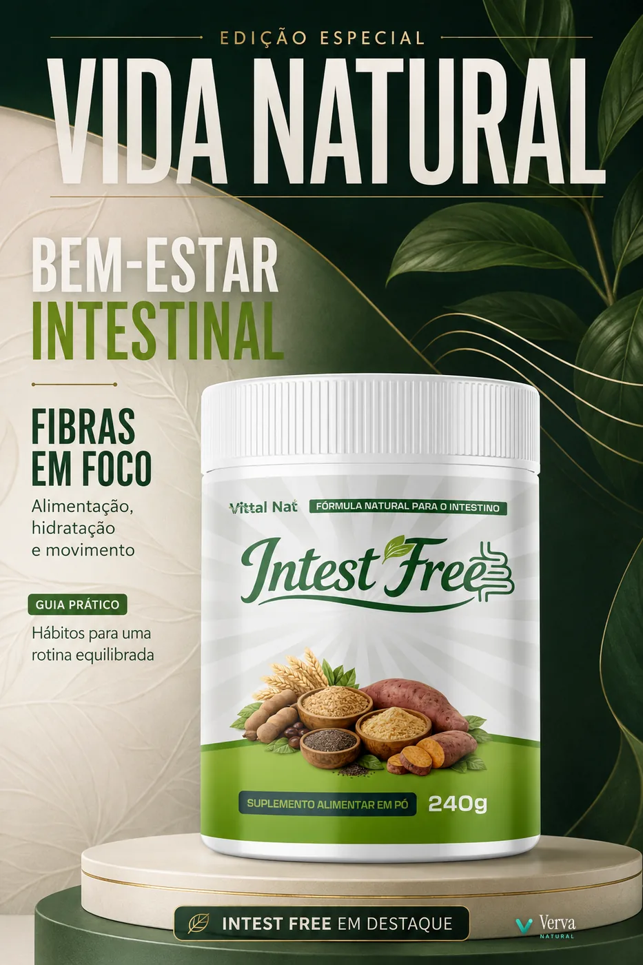 Intest Free em capa de revista, conforto intestinal