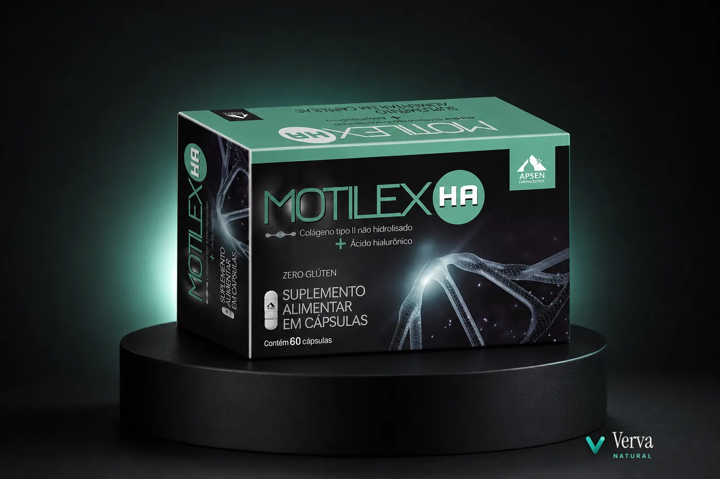 Motilex HA em fundo neutro de estúdio, caixa e frasco