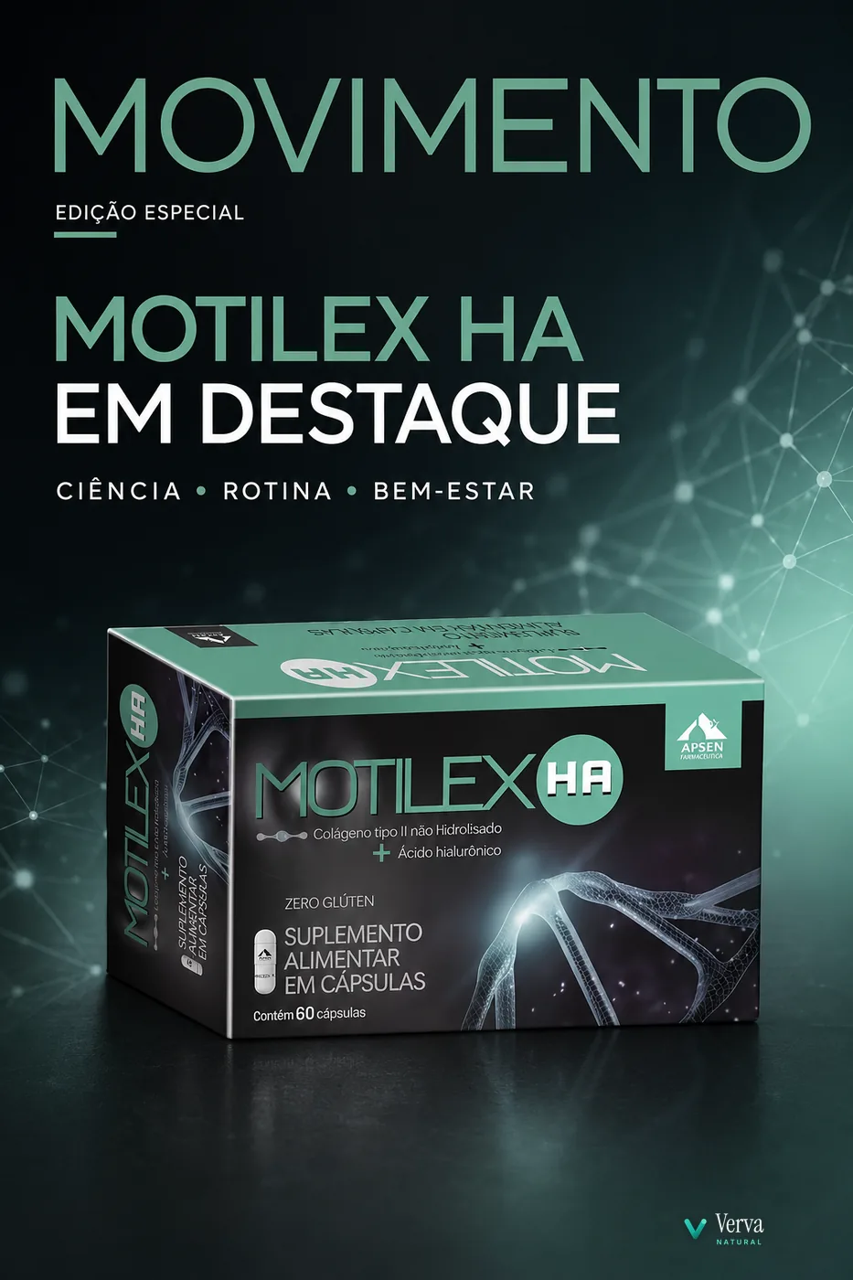 Motilex HA em capa de revista, colágeno tipo II e ácido hialurônico
