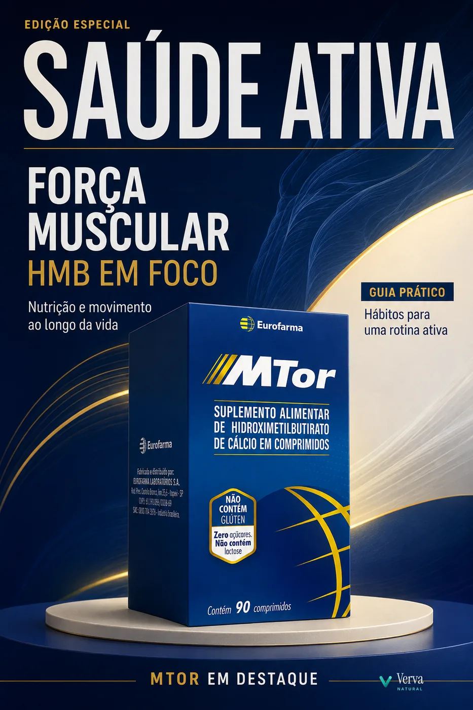 mTOR HMB em capa de revista, hidroximetilbutirato de cálcio