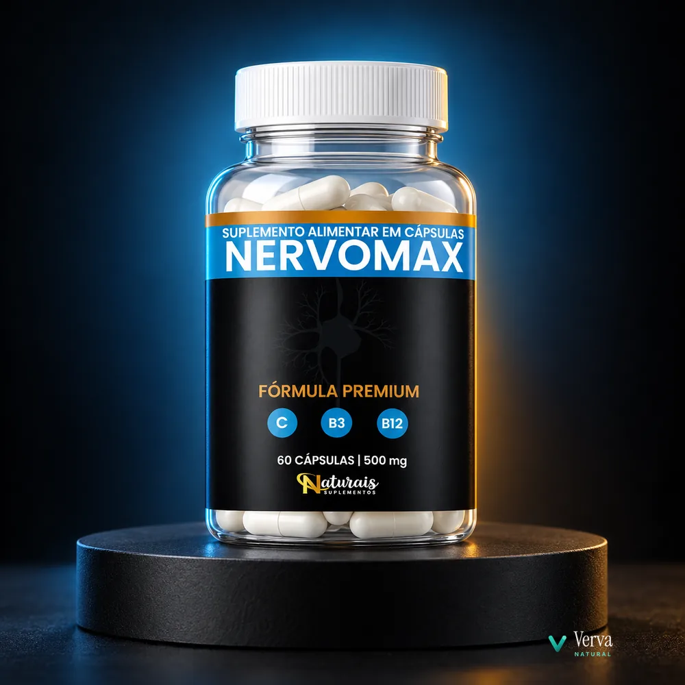 Nervomax sobre pedestal escuro de estúdio
