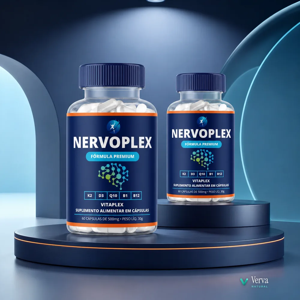 Linha Nervoplex em exposição sobre pedestal iluminado