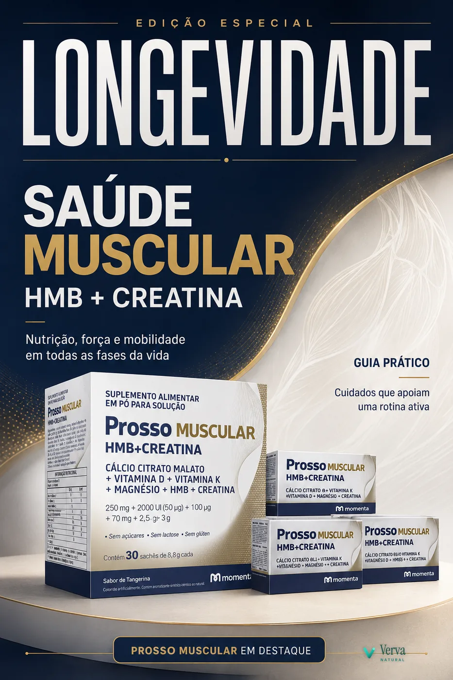 Prosso Muscular HMB e creatina em luz cinematográfica